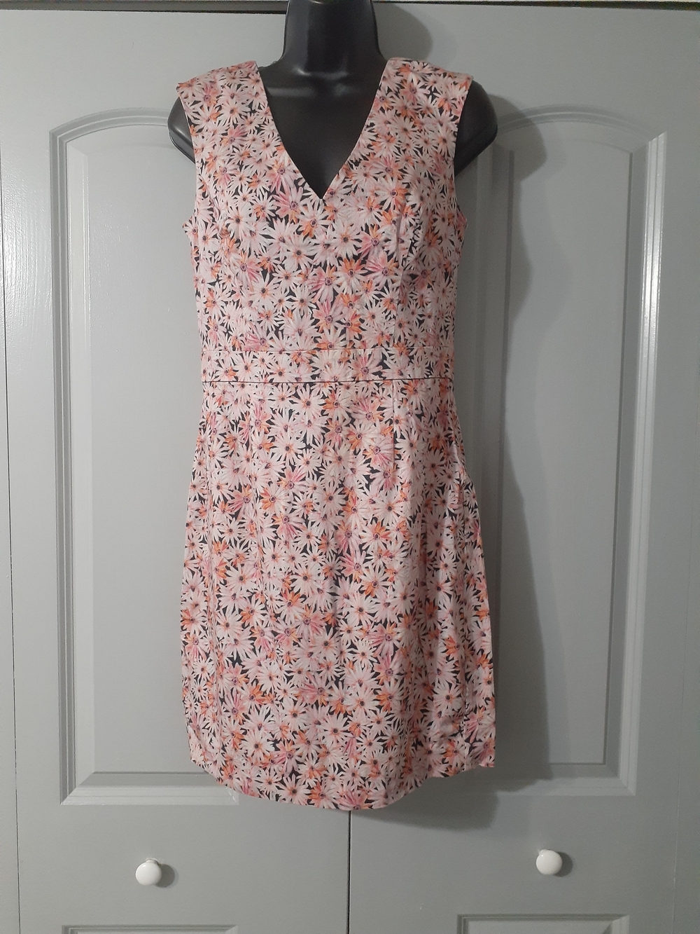 French Connection Pink and Coral Floral V-Neck Dress
